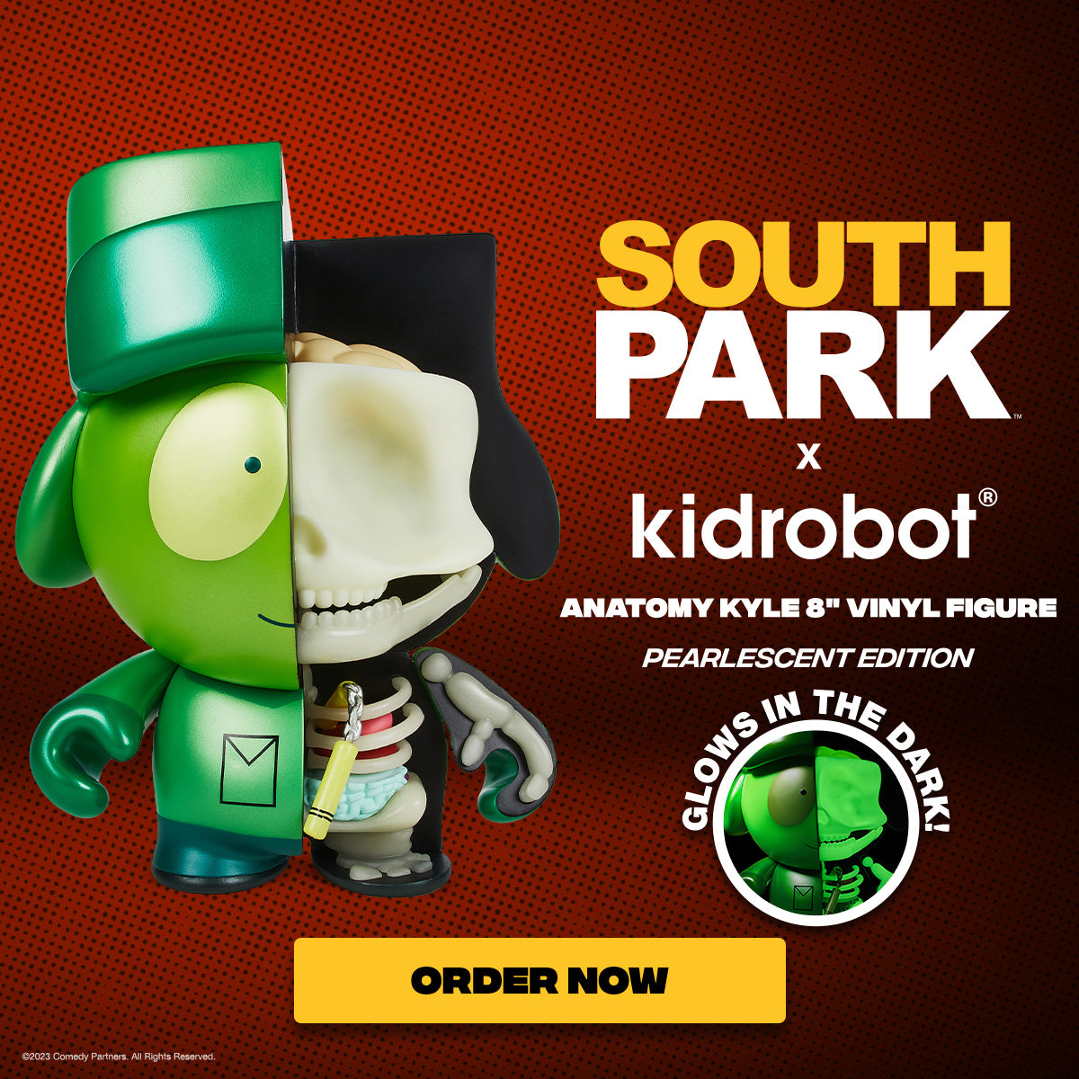 South Park Anatomy Kyle 8" Vinyl Figure - Kidrobot.com Pearlescent GID Exclusive (Limited Edition of 400)