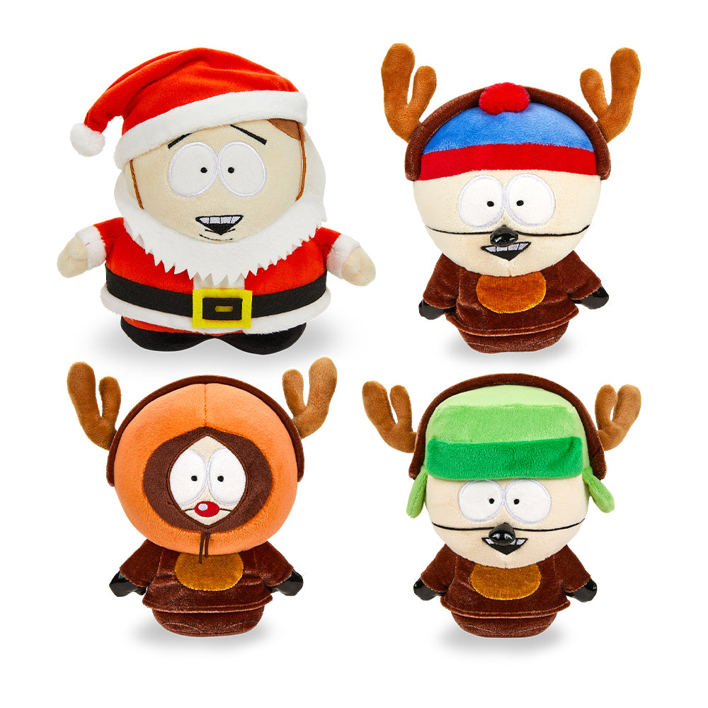South Park Christmas 8" Phunny Plush Set of Four - Santa Cartman and Reindeer Kyle, Stan, and Kenny