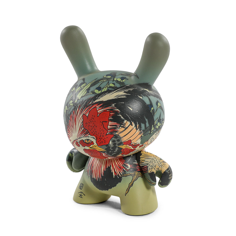 The Met 3" Showpiece Dunny Vinyl Art Figure - Rooster, Hen and Chicken with Spiderwort by Katsushika Hokusai (PRE-ORDER)