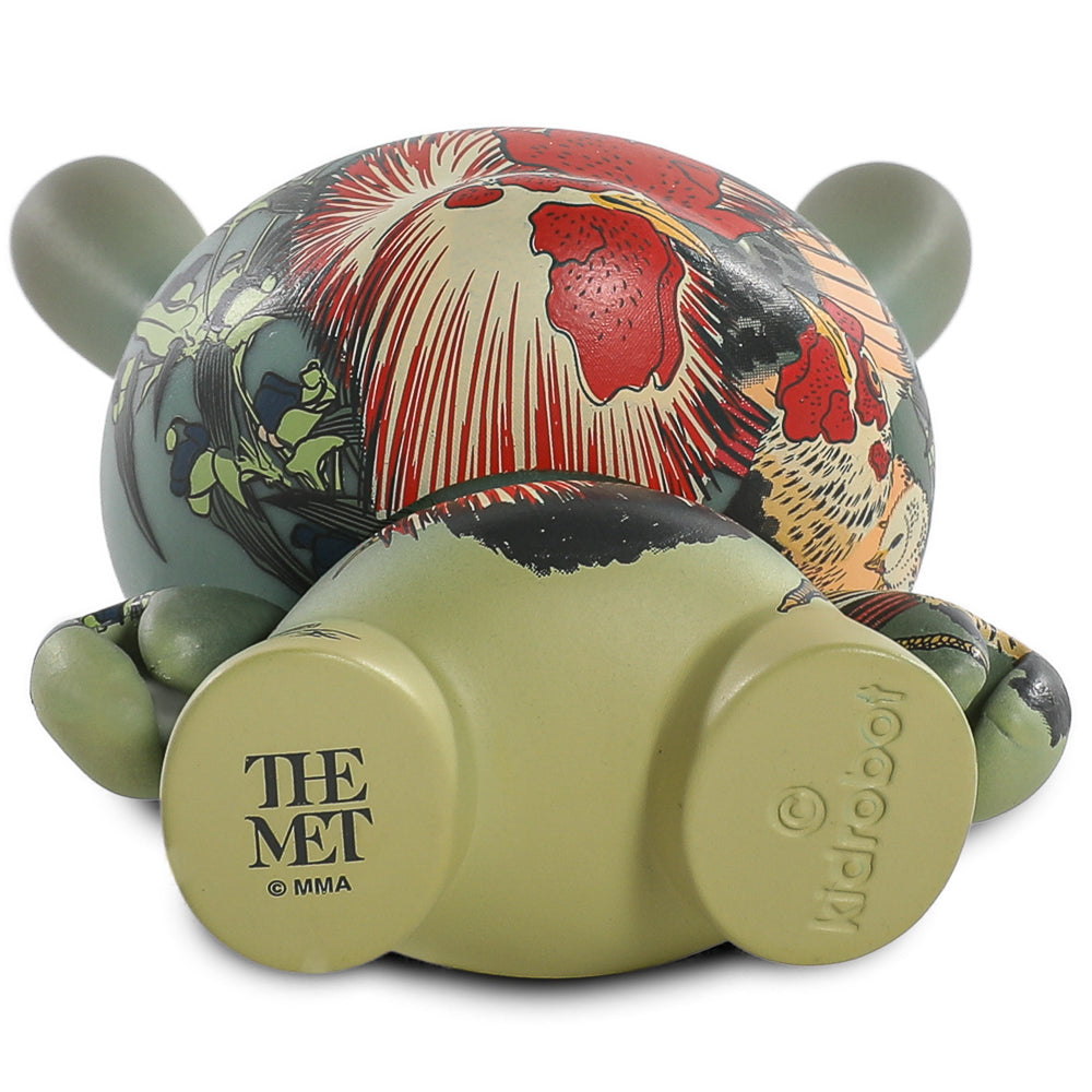 The Met 3" Showpiece Dunny Vinyl Art Figure - Rooster, Hen and Chicken with Spiderwort by Katsushika Hokusai (PRE-ORDER)