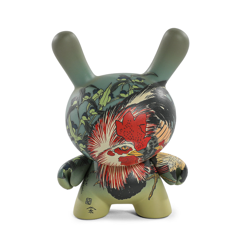 The Met 3" Showpiece Dunny Vinyl Art Figure - Rooster, Hen and Chicken with Spiderwort by Katsushika Hokusai (PRE-ORDER)