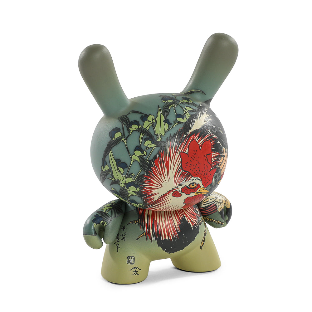The Met 3" Showpiece Dunny Vinyl Art Figure - Rooster, Hen and Chicken with Spiderwort by Katsushika Hokusai (PRE-ORDER)