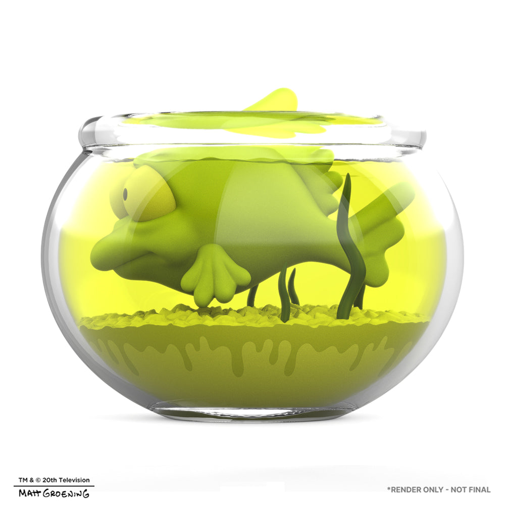 The Simpsons - Blinky in Fish Bowl 5.5” Glow-in-the-Dark Vinyl Art Figure (Radioactive Edition) - Kidrobot.com Exclusive (PRE-ORDER)