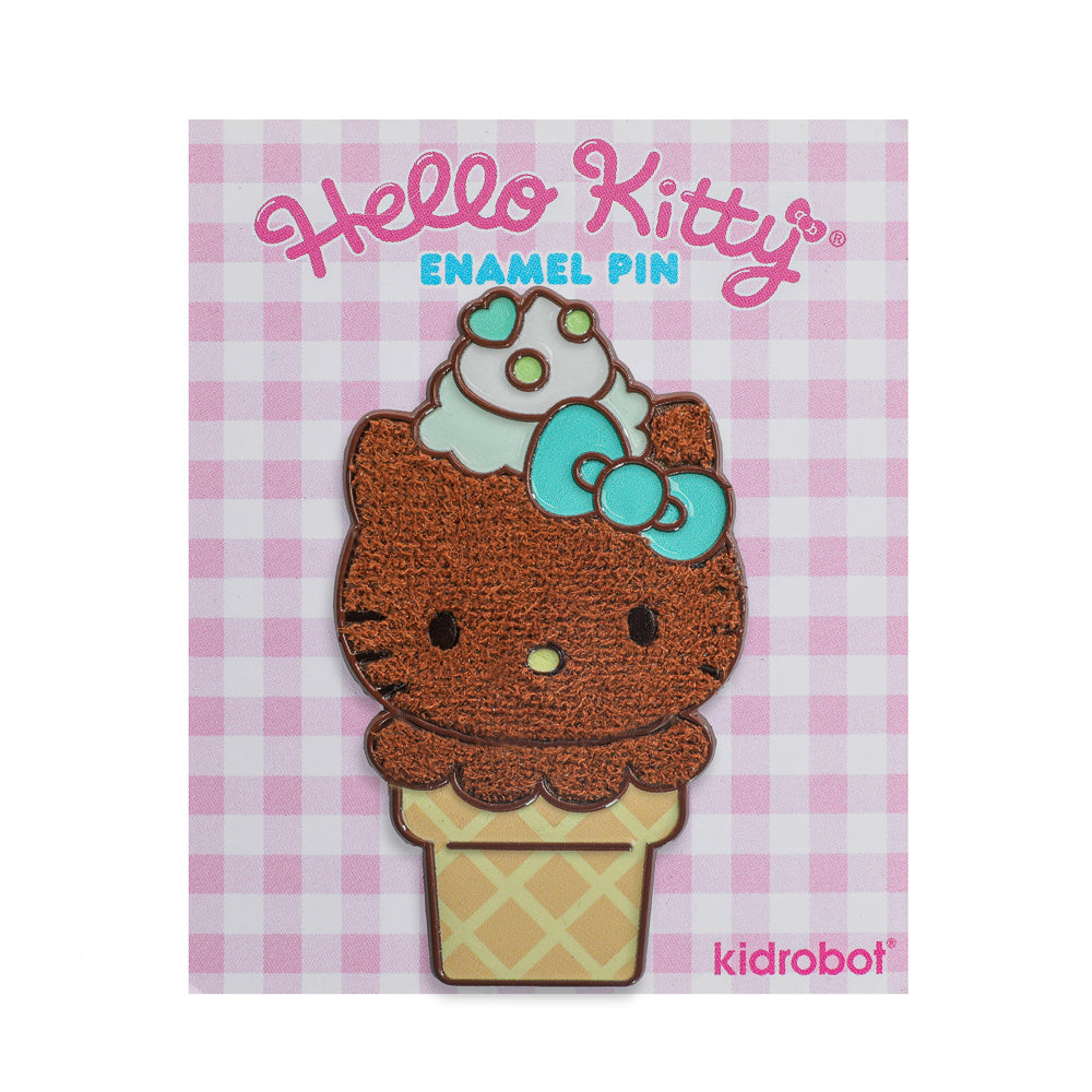 2025 CON EXCLUSIVE: Hello Kitty® Ice Cream Cone Art Figure & Pin Bundle - Flocked Chocolate with Mint Edition (Limited Edition)
