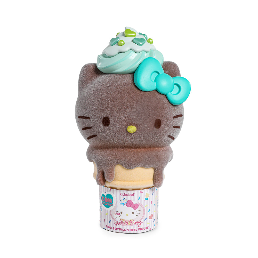 2025 CON EXCLUSIVE: Hello Kitty® Ice Cream Cone 6” Vinyl Art Figure – Flocked Chocolate with Mint Edition (Limited Edition of 500) (PRE-ORDER)